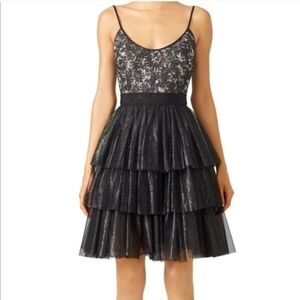 Badgley Mischka Collection Tulle Mini Dress Black size 6 womens